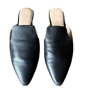 J Crew Black Mules Slip On Leather Pointed Toe Shoes Women’s Size 7 Style# AB095
